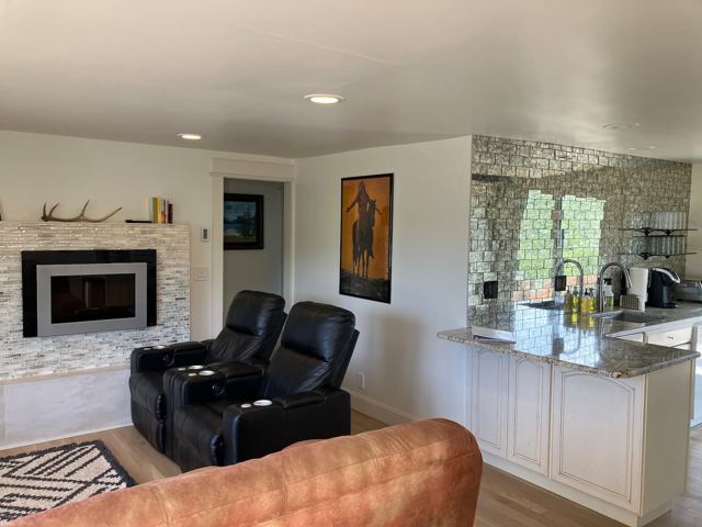 Living room into the kitchen