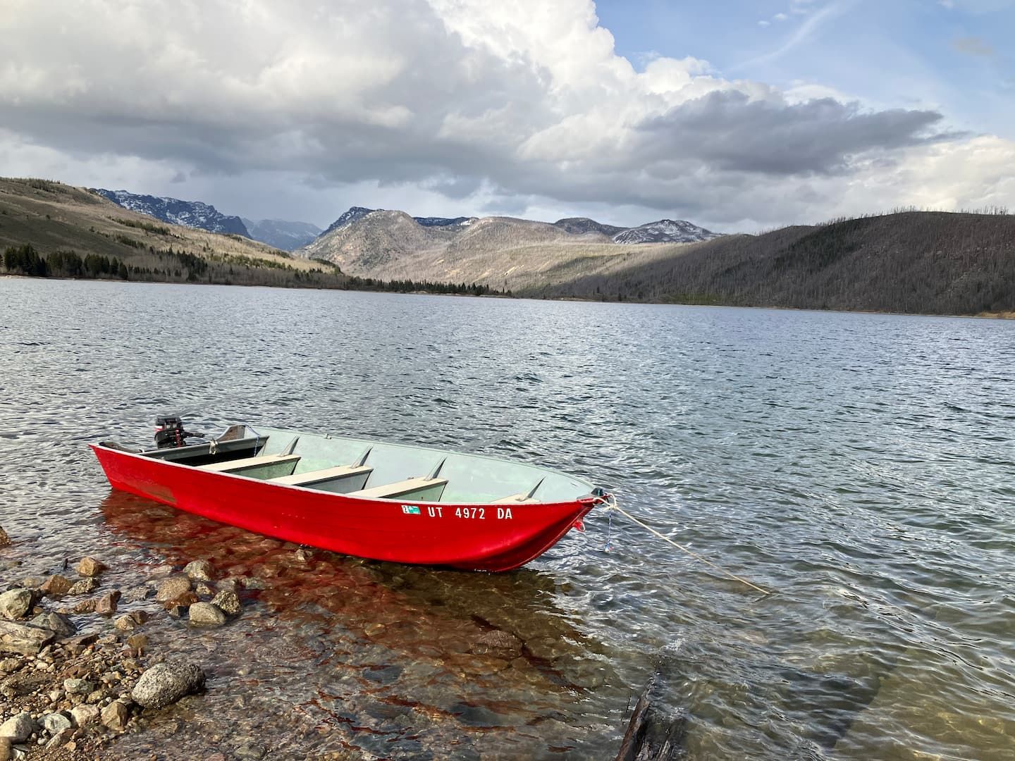 A boat on New Fork Lakes